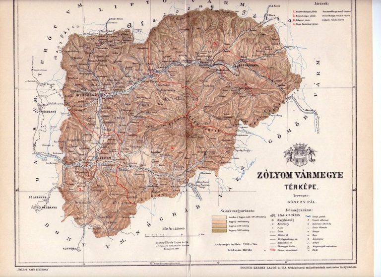 mapa Zvolenskej župy z roku 1897