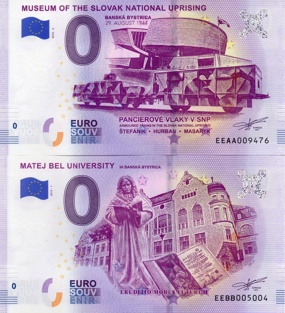 Nové 0 Euro souvenir bankovky s motívom Banskej Bystrice